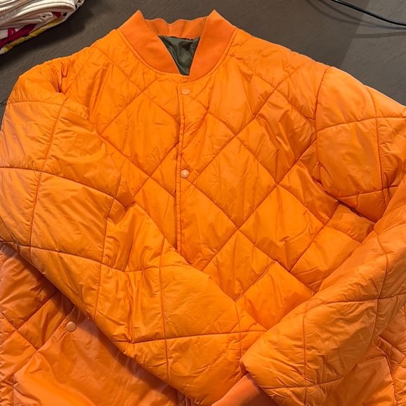 Zara Orange Puffer Jacket with Quilted Design - Picture 1 of 5